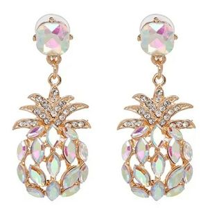 Rhinestone pineapple drop earrings